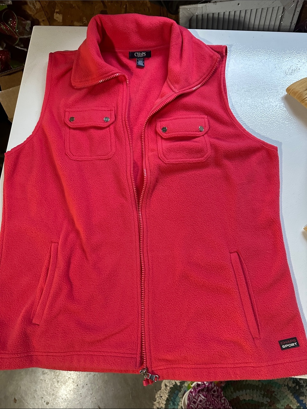 Chaps Bright Pink Fleece Zip Vest